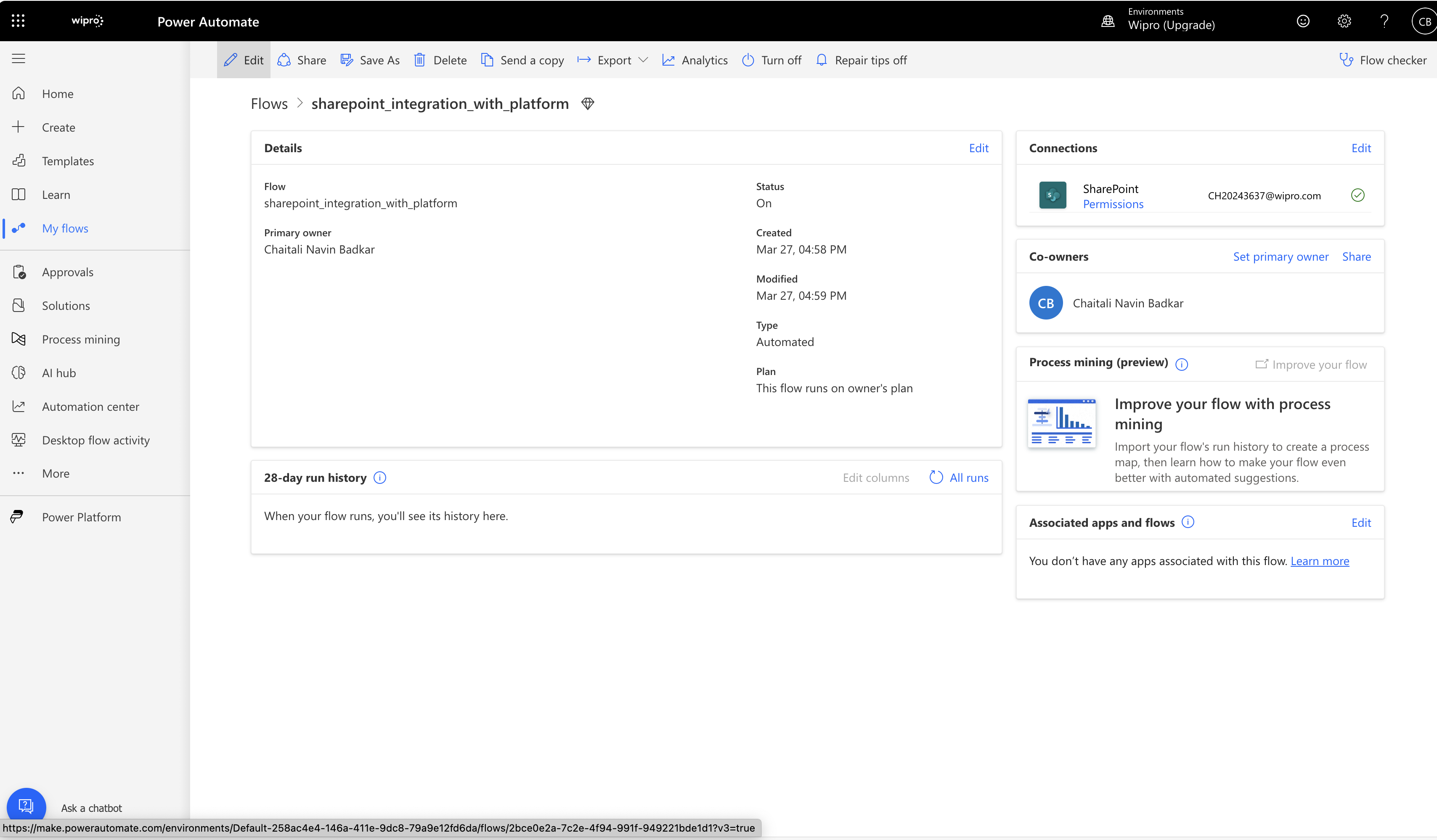 Screenshot to view the imported workflow