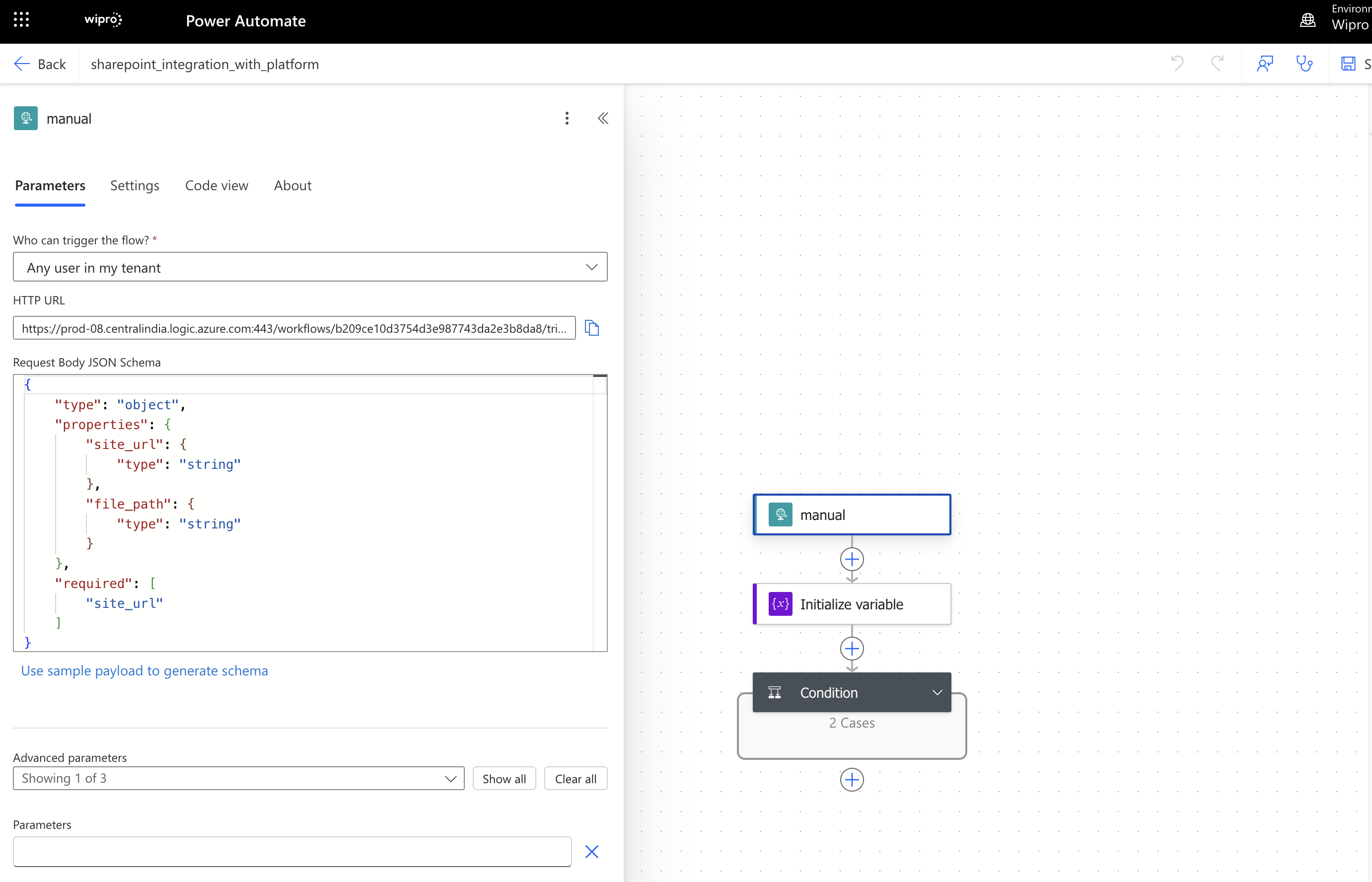 Screenshot to show the url for the workflow